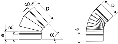 Вентиляция круглая отвод ВКО 45⁰